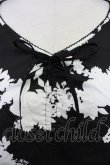 画像3: INGEBORG / シルエットフラワーブーケ半袖ブラウス M 黒Ｘ白 T-25-10-30-014-LO-BL-SA-ZT (3)