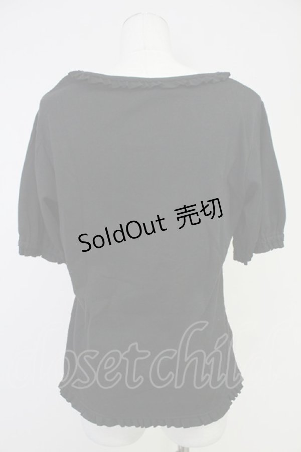 画像2: PINK HOUSE / パールネックレスローズプリントカットソー  黒Ｘ白 T-25-10-30-018-LO-TO-SA-ZI (2)