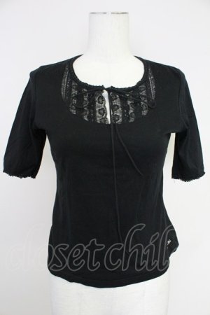 画像: INGEBORG / レースラウンド切り替えカットソー S 黒 T-25-10-30-019-LO-TO-SA-ZT