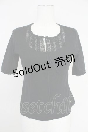 画像: INGEBORG / レースラウンド切り替えカットソー S 黒 T-25-10-30-019-LO-TO-SA-ZI