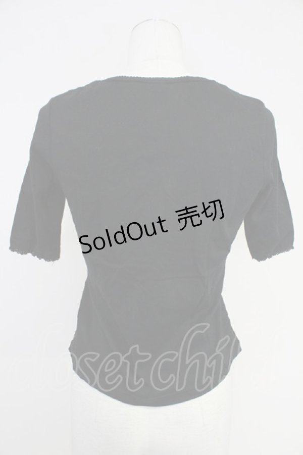 画像2: INGEBORG / レースラウンド切り替えカットソー S 黒 T-25-10-30-019-LO-TO-SA-ZI (2)