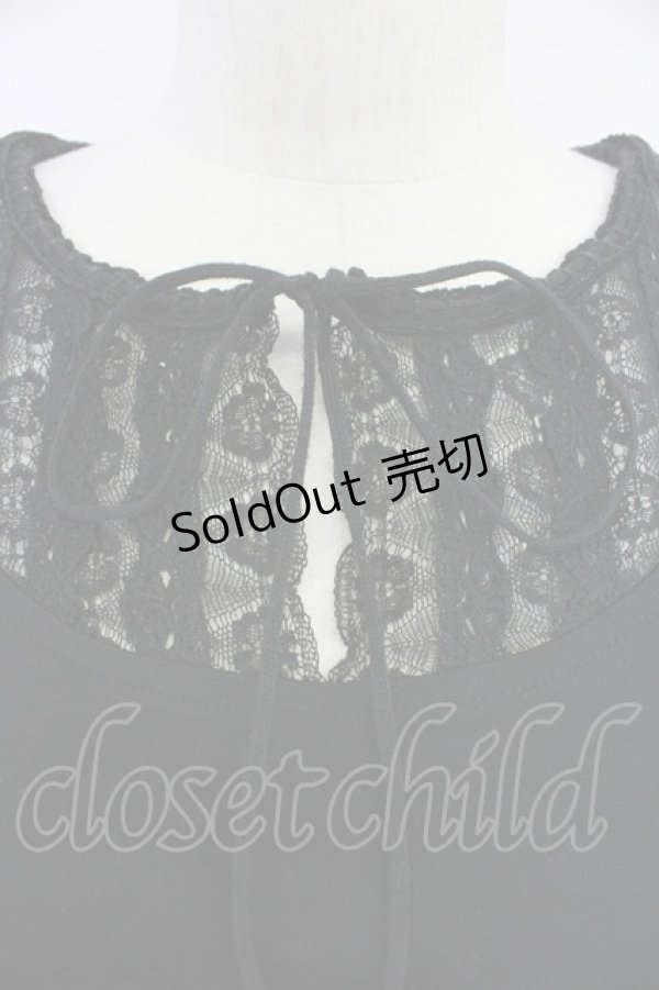 画像3: INGEBORG / レースラウンド切り替えカットソー S 黒 T-25-10-30-019-LO-TO-SA-ZI (3)