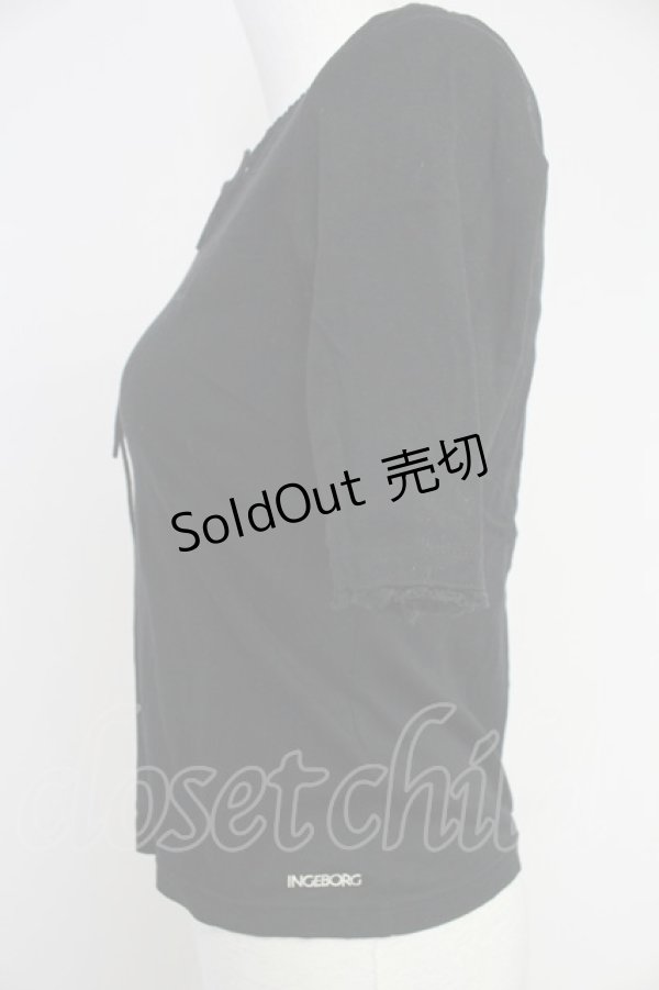 画像4: INGEBORG / レースラウンド切り替えカットソー S 黒 T-25-10-30-019-LO-TO-SA-ZI (4)