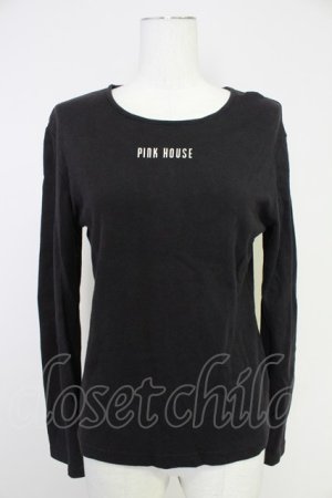 画像: PINK HOUSE / ロゴプリントカットソー L 黒Ｘ白 T-25-10-30-020-LO-TO-SA-ZT