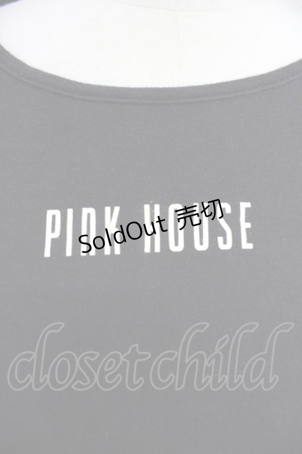 画像3: PINK HOUSE / ロゴプリントカットソー L 黒Ｘ白 T-25-10-30-020-LO-TO-SA-ZI (3)