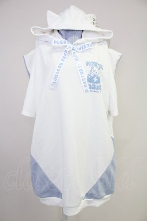 画像: NOEMIE / ねこ耳配色オープンショルダージャージ  白Ｘサックス T-25-10-30-021-LO-TO-SA-ZT