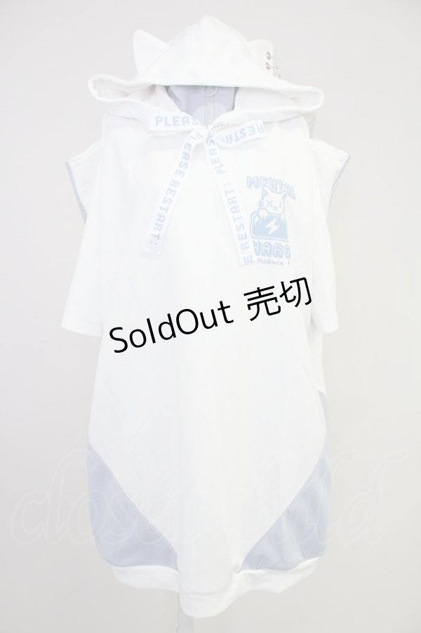 画像1: NOEMIE / ねこ耳配色オープンショルダージャージ  白Ｘサックス T-25-10-30-021-LO-TO-SA-ZI (1)