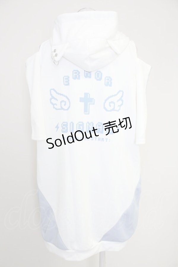 画像2: NOEMIE / ねこ耳配色オープンショルダージャージ  白Ｘサックス T-25-10-30-021-LO-TO-SA-ZI (2)