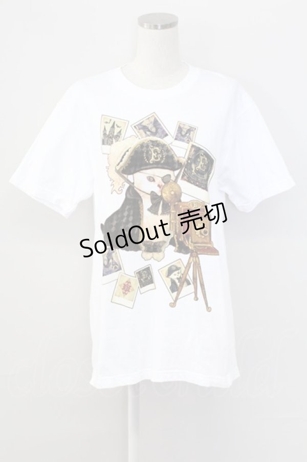 画像1: Enchantlic Enchantilly / 眼帯ねこTシャツ M 白 T-25-11-06-003-LO-TO-SA-ZT (1)