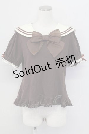 画像: Lovely MAM MAXICIMAM / ブリーシュクレボンボンうさちゃんのセーラーカットソー  ブラウン T-25-11-06-028-LO-TO-SA-ZT