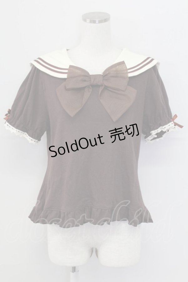 画像1: Lovely MAM MAXICIMAM / ブリーシュクレボンボンうさちゃんのセーラーカットソー  ブラウン T-25-11-06-028-LO-TO-SA-ZT (1)