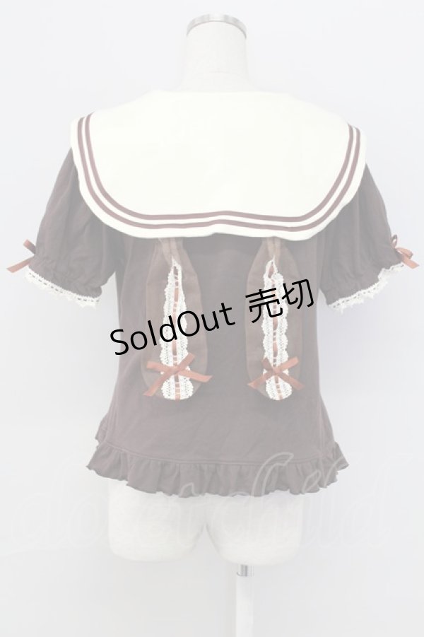 画像2: Lovely MAM MAXICIMAM / ブリーシュクレボンボンうさちゃんのセーラーカットソー  ブラウン T-25-11-06-028-LO-TO-SA-ZT (2)