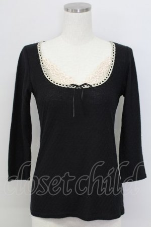 画像: LOLITAその他(お買取対象外) / レースリボントップス  黒Ｘ白 T-25-11-06-029-LO-TO-SA-ZT