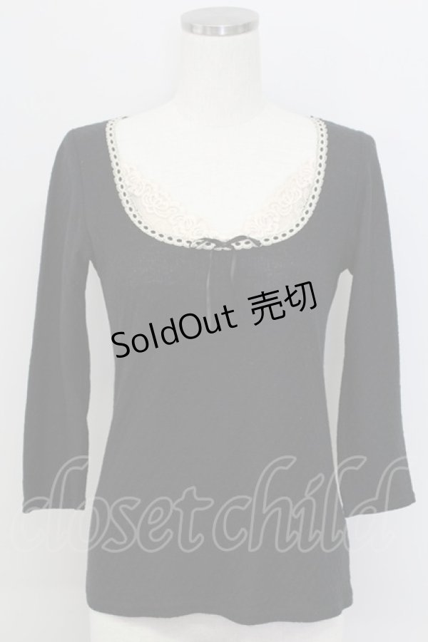 画像1: LOLITAその他(お買取対象外) / レースリボントップス  黒Ｘ白 T-25-11-06-029-LO-TO-SA-ZI (1)