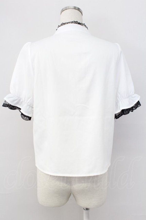 画像2: MA*RS / クロスZIP半袖ブラウス  白Ｘ黒 T-25-11-06-007-EL-BL-SA-ZT (2)