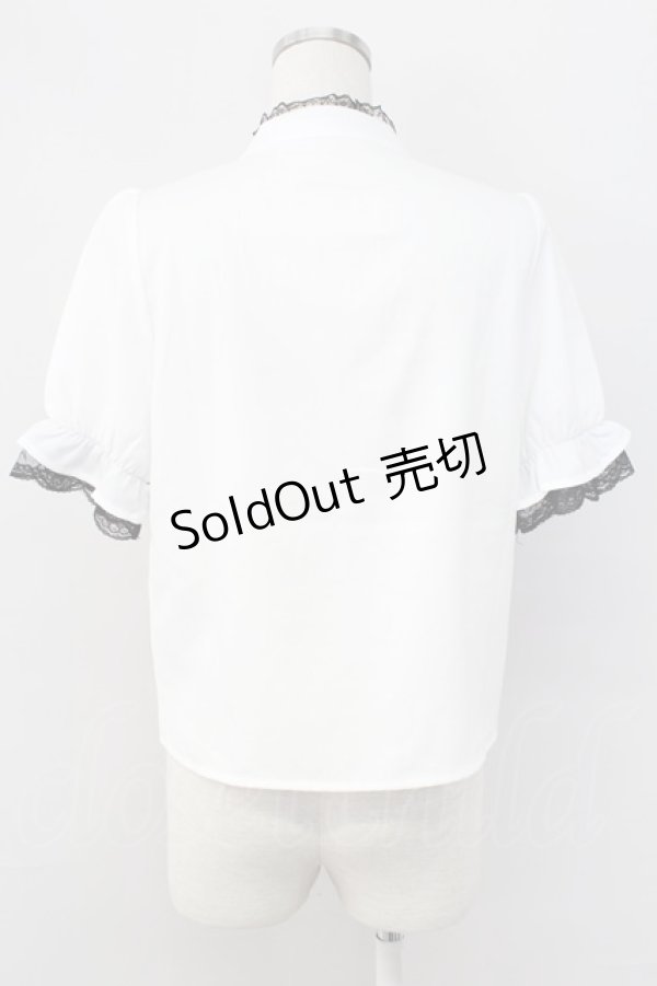 画像2: MA*RS / クロスZIP半袖ブラウス  白Ｘ黒 T-25-11-06-007-EL-BL-SA-ZT (2)