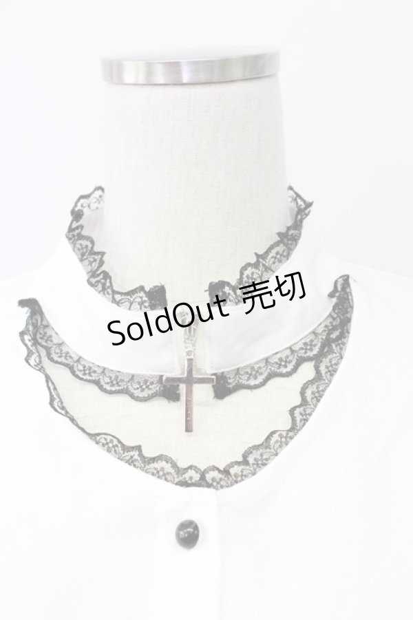 画像3: MA*RS / クロスZIP半袖ブラウス  白Ｘ黒 T-25-11-06-007-EL-BL-SA-ZT (3)