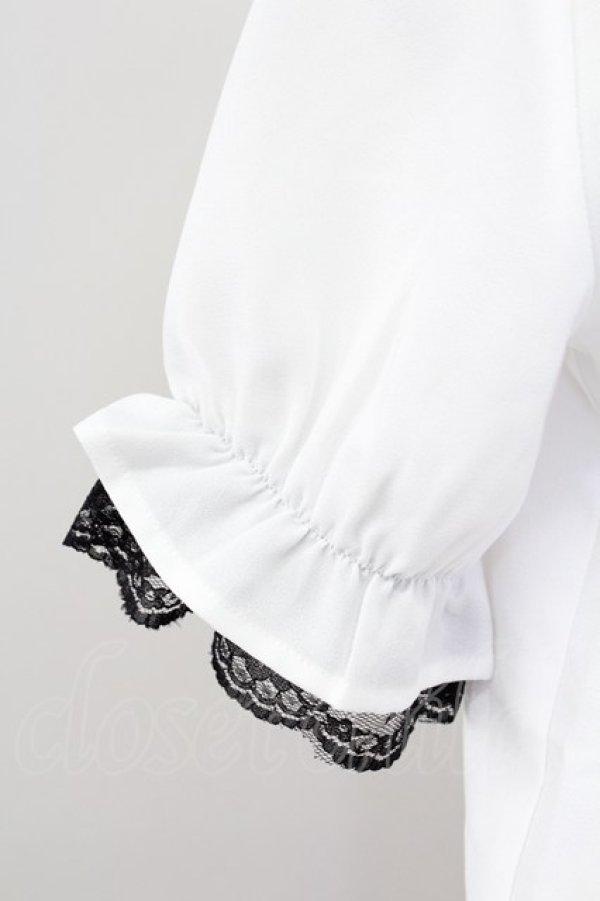 画像4: MA*RS / クロスZIP半袖ブラウス  白Ｘ黒 T-25-11-06-007-EL-BL-SA-ZT (4)