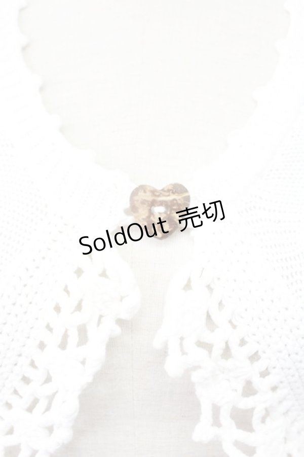 画像3: MILK / ハートボタン半袖ニットボレロ  白Ｘブラウン T-25-11-06-001-ML-TO-SA-ZI (3)