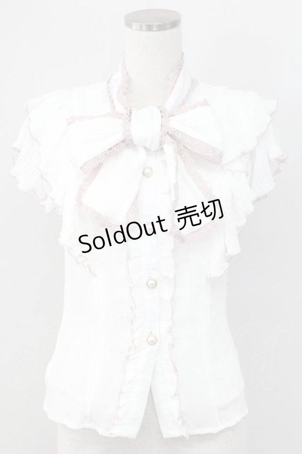 画像1: Rojita / 2Wayラッフルルシアーブラウス  白Ｘピンク T-25-11-06-008-LO-BL-SA-ZT (1)