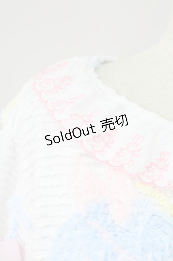 画像3: Nile Perch / カルーセルデザインうさぎ刺繍襟トップス  白ＸピンクＸ青 T-25-11-06-009-LO-TO-SA-ZT (3)