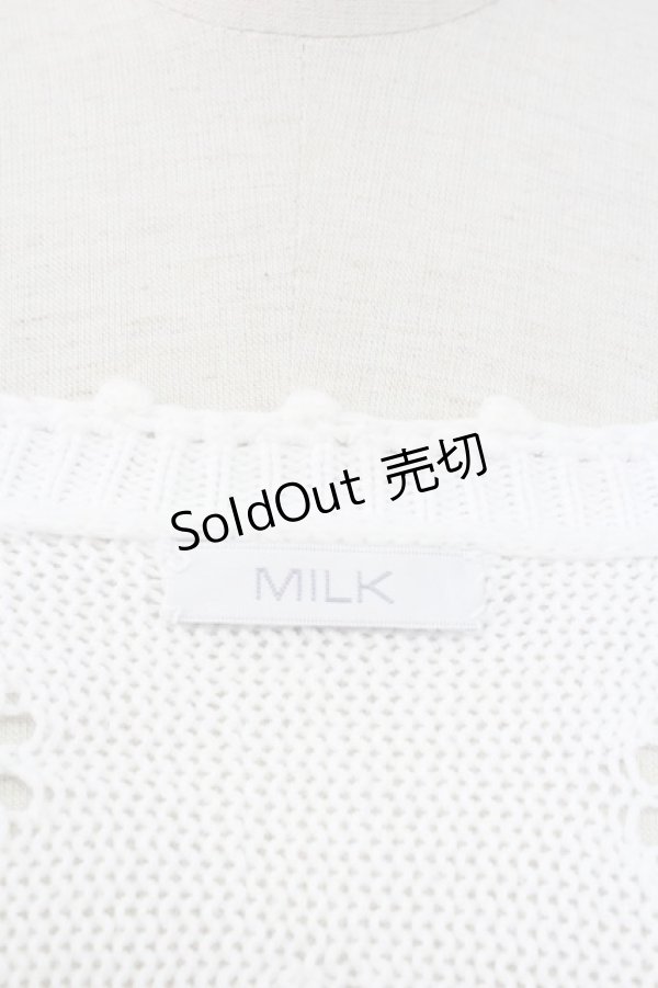 画像4: MILK / ハートボタン半袖ニットボレロ  白Ｘブラウン T-25-11-06-001-ML-TO-SA-ZI (4)