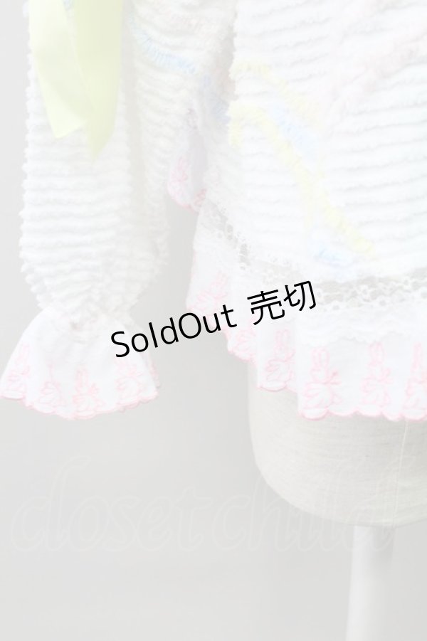 画像6: Nile Perch / カルーセルデザインうさぎ刺繍襟トップス  白ＸピンクＸ青 T-25-11-06-009-LO-TO-SA-ZT (6)
