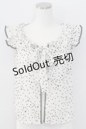 画像: Emily Temple cute / スターシフォンノースリーブオーバーブラウス  アイボリーＸ黒 T-25-11-06-013-ET-BL-SA-ZI