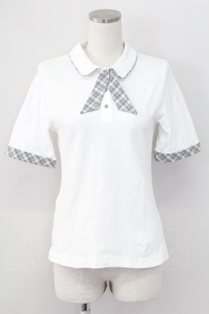 画像: F i.n.t / チェックタイ付きポロシャツ  白Ｘグレー T-25-11-06-002-CA-BL-SA-ZT