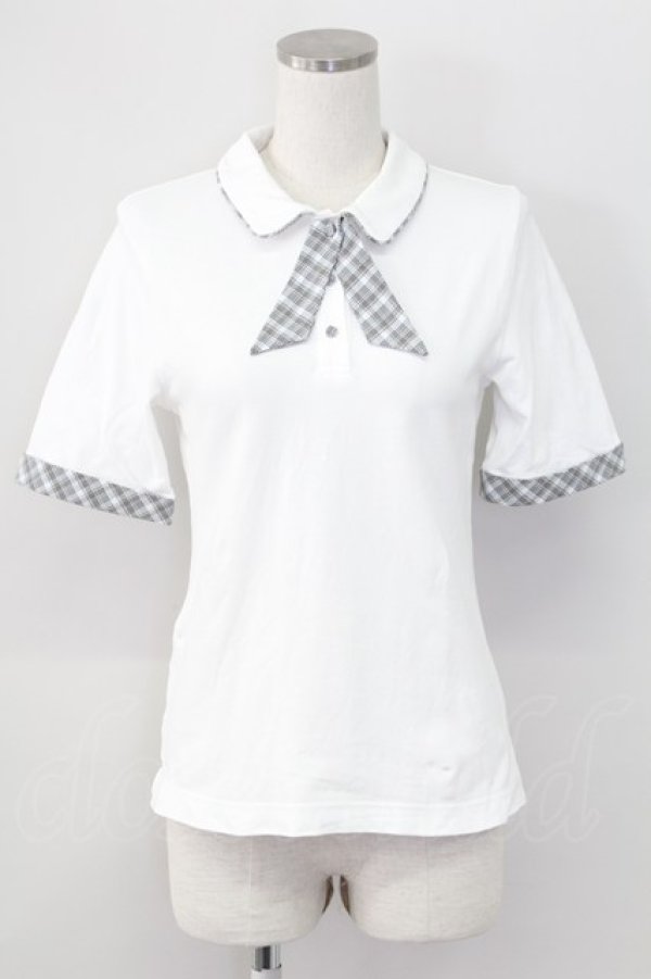 画像1: F i.n.t / チェックタイ付きポロシャツ  白Ｘグレー T-25-11-06-002-CA-BL-SA-ZI (1)