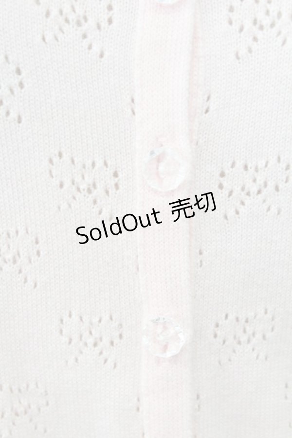 画像4: Emily Temple cute / リボン透かし編み七分袖ニットカーディガン  ピンク T-25-11-06-014-ET-TO-SA-ZT (4)