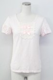 画像1: Emily Temple cute / ダブルリボンドットチュール半袖カットソー  ピンクＸアイボリー T-25-11-06-015-ET-TO-SA-ZT (1)