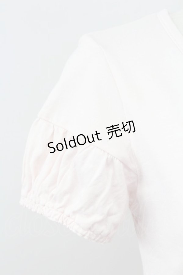 画像3: Emily Temple cute / ダブルリボンドットチュール半袖カットソー  ピンクＸアイボリー T-25-11-06-015-ET-TO-SA-ZT (3)