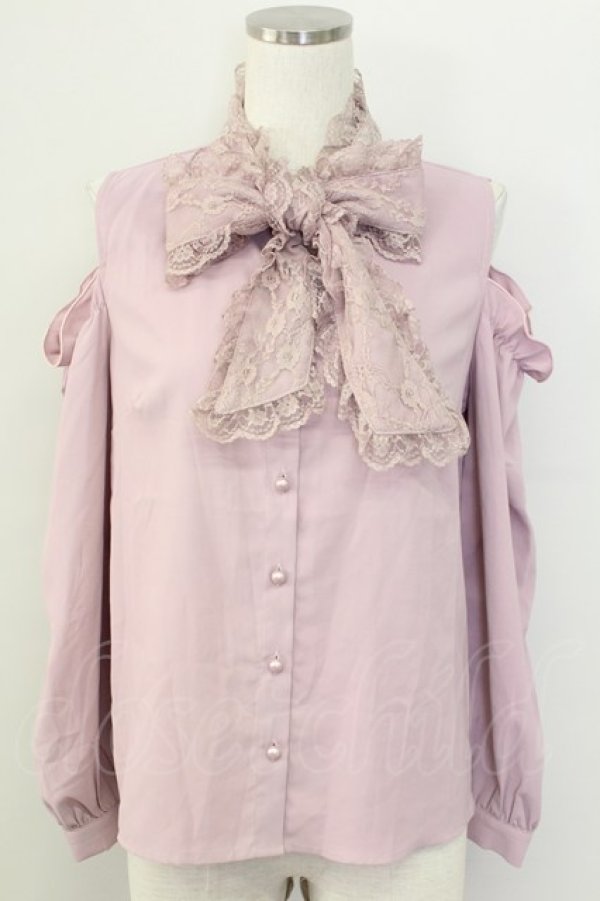 画像1: MA*RS / レースリボンタイオフショルダーブラウス  ピンク T-25-11-06-018-EL-BL-SA-ZT (1)