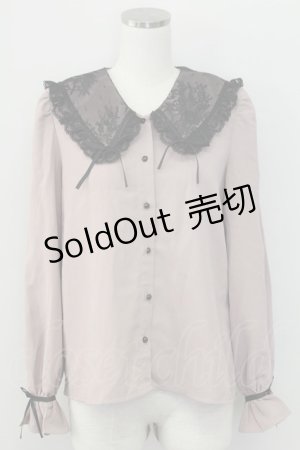 画像: Rojita / リボン付き配色レース衿長袖ブラウス  ピンク T-25-11-06-020-LO-BL-SA-ZI