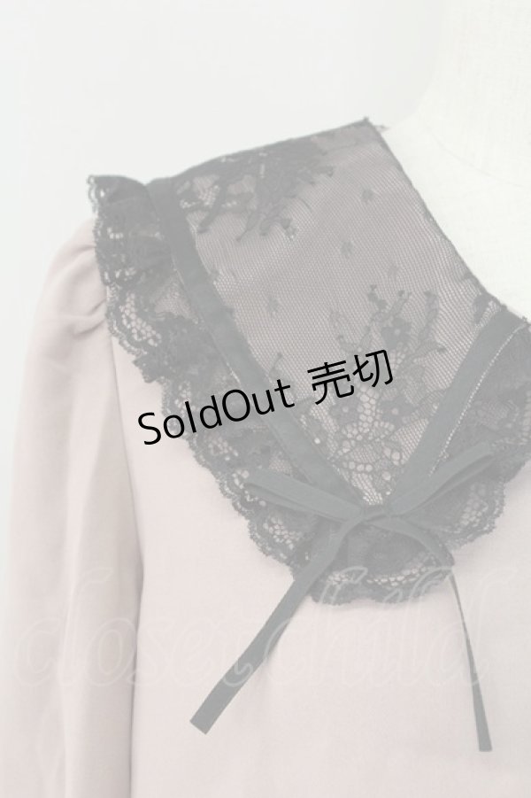 画像3: Rojita / リボン付き配色レース衿長袖ブラウス  ピンク T-25-11-06-020-LO-BL-SA-ZI (3)