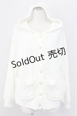 画像: Secret Honey / ハートパールボタンフードニットカーディガン  白 T-25-11-06-022-CA-TO-SA-ZT