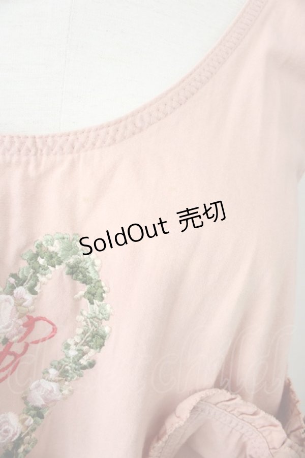 画像6: 【SALE】PINK HOUSE / ローズハートリース刺繍タブリエ  ピンク T-25-11-09-025-LO-OP-SA-ZT509 (6)