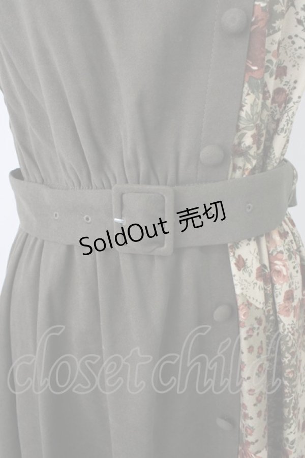 画像4: 【SALE】axes femme / パッチワークノースリワンピ M カーキ T-25-11-09-028-AX-OP-SA-ZT357 (4)