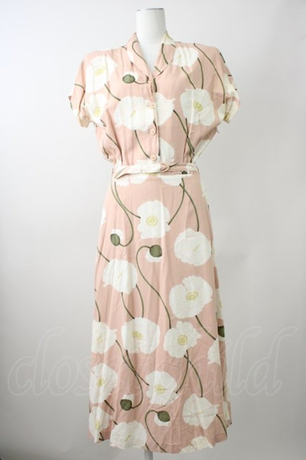 画像1: INGEBORG / 芥子柄ワンピース  ピンク T-25-11-09-030-LO-OP-SA-ZT384 (1)