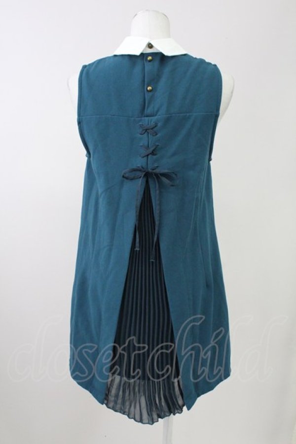 画像2: axes femme / 襟ビジューノースリーブワンピース M グリーン T-25-11-09-004-AX-OP-SA-ZT505 (2)