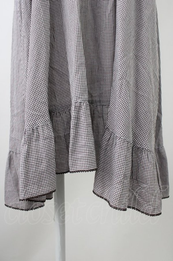 画像5: PINK HOUSE / ギンガムチェック五分袖フリルワンピース  ブラウン T-25-11-09-031-LO-OP-SA-ZT384 (5)