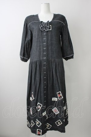 画像: PINK HOUSE / ワッペンデニムワンピース  黒デニム T-25-11-09-032-LO-OP-SA-ZT