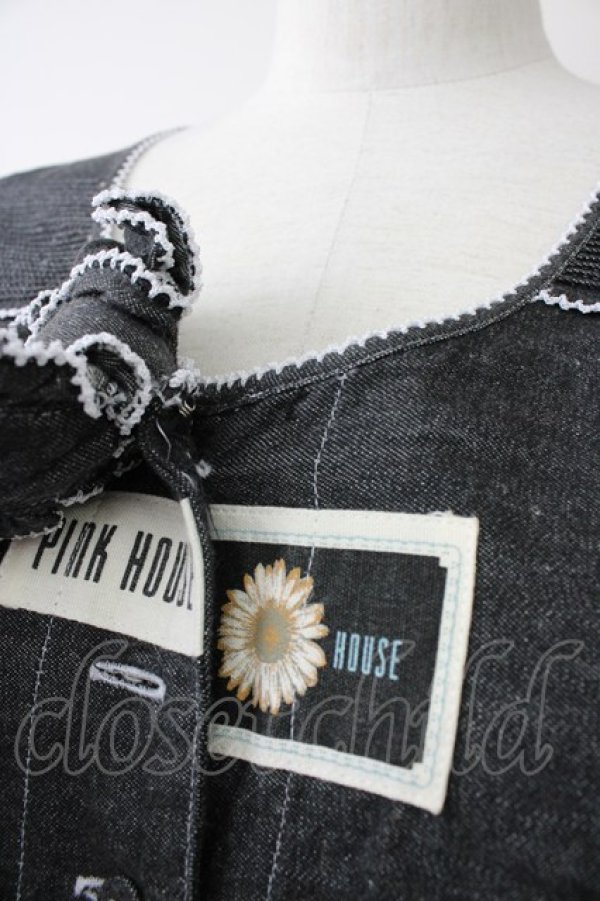 画像4: PINK HOUSE / ワッペンデニムワンピース  黒デニム T-25-11-09-032-LO-OP-SA-ZT423 (4)