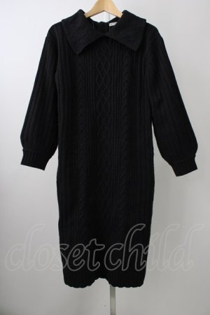 画像: axes femme / 襟デザインニットワンピース  黒 T-25-11-09-033-AX-OP-SA-ZT