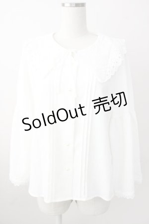 画像: axes femme / 刺繍入りビッグカラーブラウス M ホワイト T-25-11-09-034-AX-BL-SA-ZT