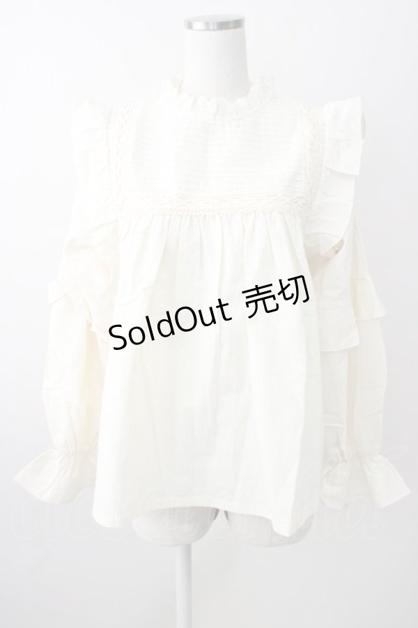 画像1: SALON DE SISTER / ピンタックヨークブラウス M キナリ T-25-11-09-035-LO-BL-SA-ZT (1)