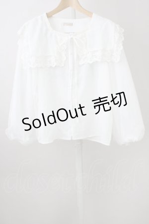 画像: axes femme POETIQUE / レースセーラー襟&チュール袖ブラウス M ホワイト T-25-11-09-036-AX-BL-SA-ZT