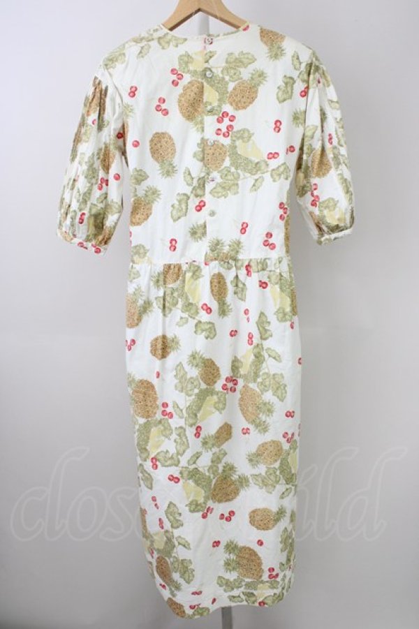 画像2: PINK HOUSE / パイナップル柄ワンピース  白Ｘ黄色Ｘ茶 T-25-11-09-038-LO-OP-SA-ZT440 (2)