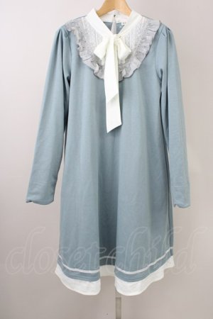 画像: axes femme / ボウタイAラインカットワンピース M サックス T-25-11-09-039-AX-OP-SA-ZT